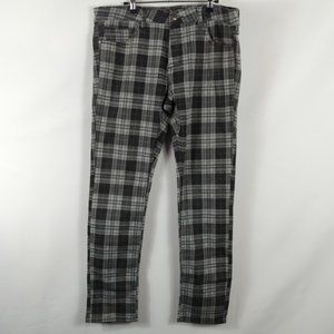 Black Grey Plaid Men Jeans Size 38 Skinny Style 21170 Goth emo Edgy